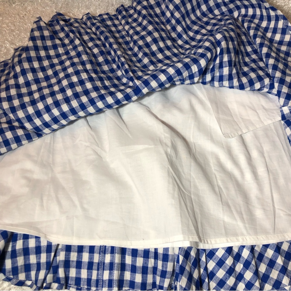 J. Crew Gingham Blue White Linen Skirt sz 4 - Picture 4 of 10